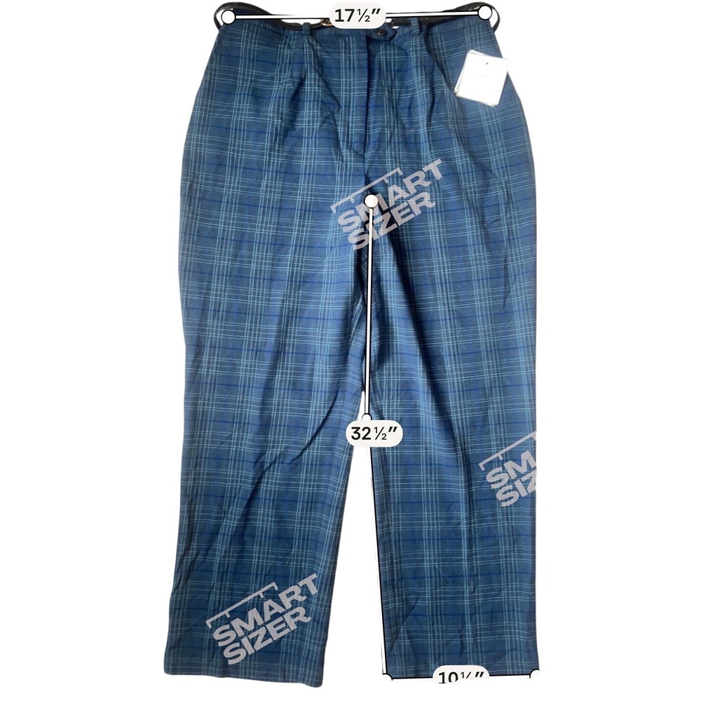 Sag Harbor Pants‎ Women 12 Blue New Plaid Belted Dress Trousers High Rise - Picture 6 of 7